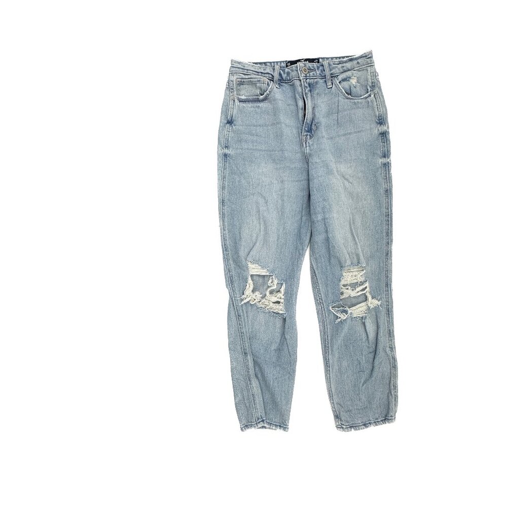 Hollister Ultra High‎ Rise Distressed Mom Jean WOmen's size 5 Short Blue Jeans